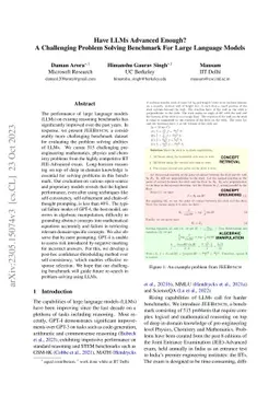 Have LLMs Advanced Enough? A Challenging Problem Solving Benchmark For
  Large Language Models