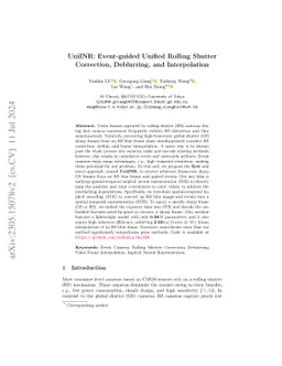 UniINR: Event-guided Unified Rolling Shutter Correction, Deblurring, and
  Interpolation