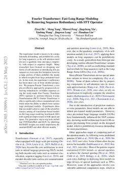 Fourier Transformer: Fast Long Range Modeling by Removing Sequence Redundancy with FFT Operator