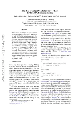 The Role of Output Vocabulary in T2T LMs for SPARQL Semantic Parsing