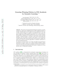 Guessing Winning Policies in LTL Synthesis by Semantic Learning
