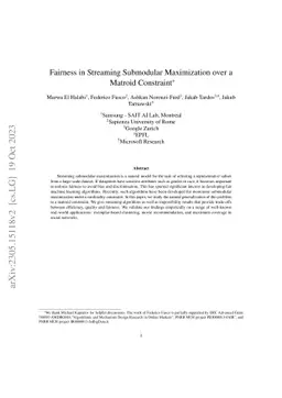 Fairness in Streaming Submodular Maximization over a Matroid Constraint