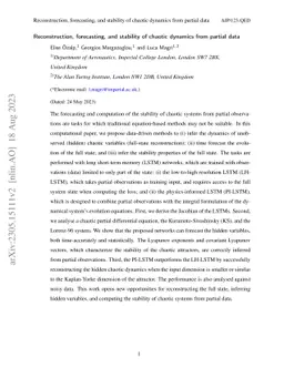 Reconstruction, forecasting, and stability of chaotic dynamics from
  partial data