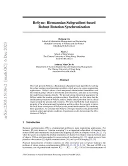 ReSync: Riemannian Subgradient-based Robust Rotation Synchronization