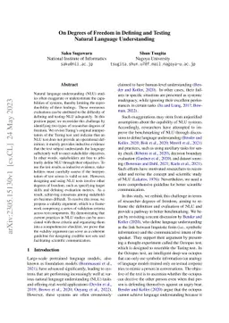 On Degrees of Freedom in Defining and Testing Natural Language
  Understanding