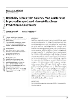 Reliability Scores from Saliency Map Clusters for Improved Image-based
  Harvest-Readiness Prediction in Cauliflower