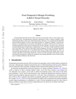 From Tempered to Benign Overfitting in ReLU Neural Networks