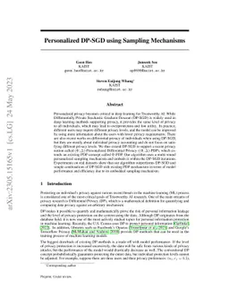 Personalized DP-SGD using Sampling Mechanisms