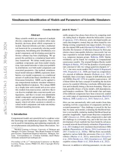 Simultaneous identification of models and parameters of scientific
  simulators