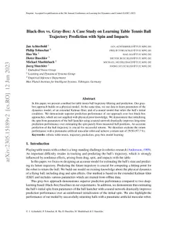 Black-Box vs. Gray-Box: A Case Study on Learning Table Tennis Ball
  Trajectory Prediction with Spin and Impacts