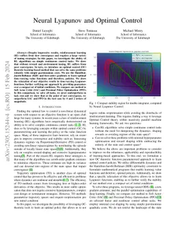 Neural Lyapunov and Optimal Control