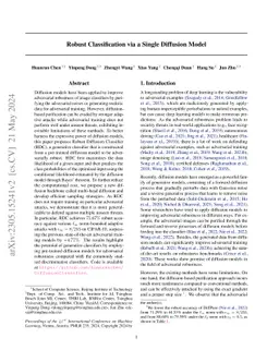 Robust Classification via a Single Diffusion Model