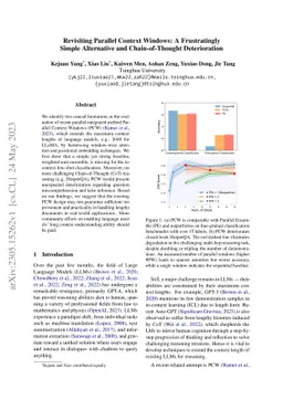 Revisiting Parallel Context Windows: A Frustratingly Simple Alternative
  and Chain-of-Thought Deterioration