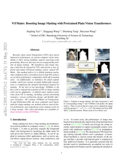 ViTMatte: Boosting Image Matting with Pretrained Plain Vision
  Transformers