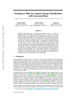 Training on Thin Air: Improve Image Classification with Generated Data