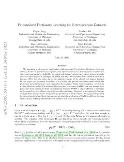 Personalized Dictionary Learning for Heterogeneous Datasets