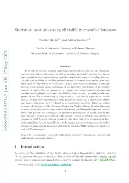 Statistical post-processing of visibility ensemble forecasts