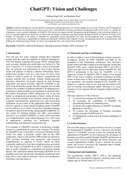 ChatGPT: Vision and Challenges