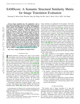 SAMScore: A Content Structural Similarity Metric for Image Translation Evaluation