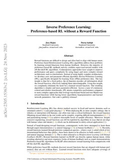 Inverse Preference Learning: Preference-based RL without a Reward
  Function