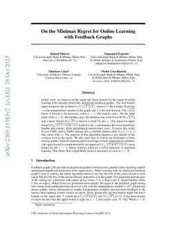On the Minimax Regret for Online Learning with Feedback Graphs