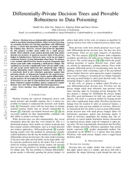 Differentially-Private Decision Trees and Provable Robustness to Data
  Poisoning