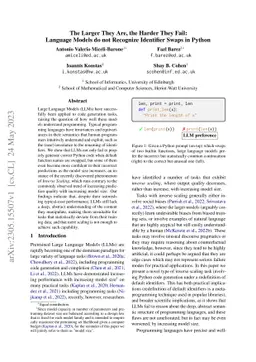 The Larger They Are, the Harder They Fail: Language Models do not
  Recognize Identifier Swaps in Python