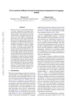 Free Lunch for Efficient Textual Commonsense Integration in Language
  Models