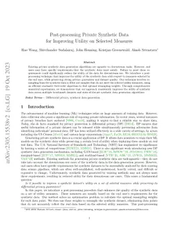 Post-processing Private Synthetic Data for Improving Utility on Selected
  Measures