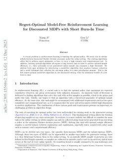 Regret-Optimal Model-Free Reinforcement Learning for Discounted MDPs
  with Short Burn-In Time
