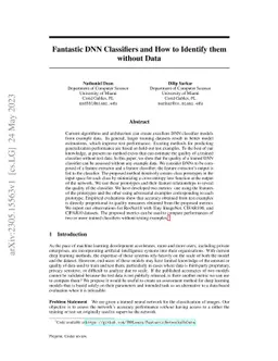 Fantastic DNN Classifiers and How to Identify them without Data
