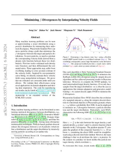 Minimizing $f$-Divergences by Interpolating Velocity Fields