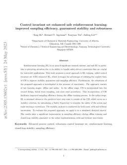 Control invariant set enhanced safe reinforcement learning: improved
  sampling efficiency, guaranteed stability and robustness
