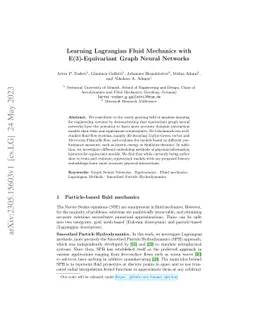 Learning Lagrangian Fluid Mechanics with E($3$)-Equivariant Graph Neural
  Networks