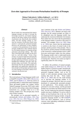 Zero-shot Approach to Overcome Perturbation Sensitivity of Prompts