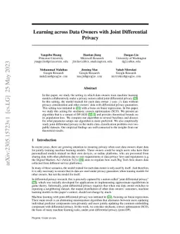 Learning across Data Owners with Joint Differential Privacy