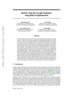 Robust Ante-hoc Graph Explainer using Bilevel Optimization