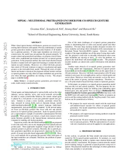 MPE4G: Multimodal Pretrained Encoder for Co-Speech Gesture Generation