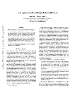AUC Optimization from Multiple Unlabeled Datasets