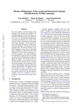 Bhasha-Abhijnaanam: Native-script and romanized Language Identification
  for 22 Indic languages