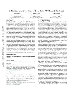 Definition and Detection of Defects in NFT Smart Contracts
