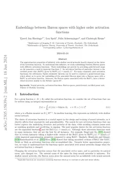 Embeddings between Barron spaces with higher order activation functions