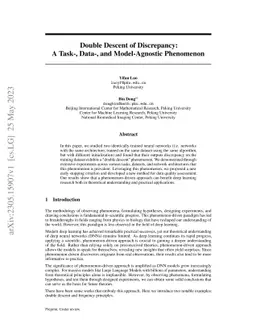 Double Descent of Discrepancy: A Task-, Data-, and Model-Agnostic
  Phenomenon