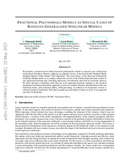 Fractional Polynomials Models as Special Cases of Bayesian Generalized
  Nonlinear Models