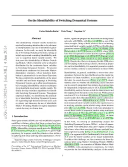 On the Identifiability of Switching Dynamical Systems