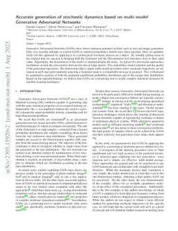 Accurate generation of stochastic dynamics based on multi-model
  Generative Adversarial Networks