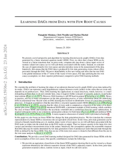 Learning DAGs from Data with Few Root Causes