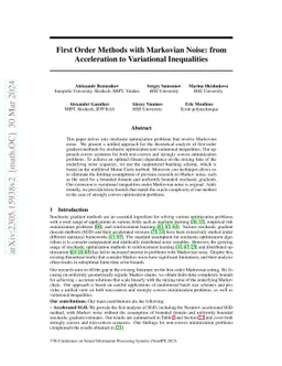 First Order Methods with Markovian Noise: from Acceleration to
  Variational Inequalities