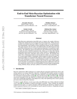 End-to-End Meta-Bayesian Optimisation with Transformer Neural Processes