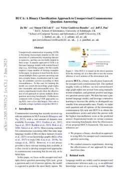 BUCA: A Binary Classification Approach to Unsupervised Commonsense Question Answering